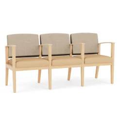Mason Street Wood 3 Seat Sofa with Center Arms in Premium Upholstery