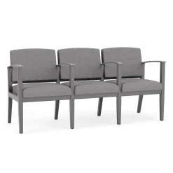 Mason Street Wood 3 Seat Sofa with Center Arms in Premium Upholstery