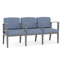 Mason Street Wood 3 Seat Sofa with Center Arms in Premium Upholstery
