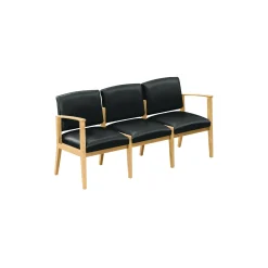 Mason Street Wood 3 Seat Sofa with Center Arms in Premium Upholstery