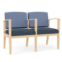Mason Street Wood 2-Seat Sofa with Center Arm in Premium Upholstery