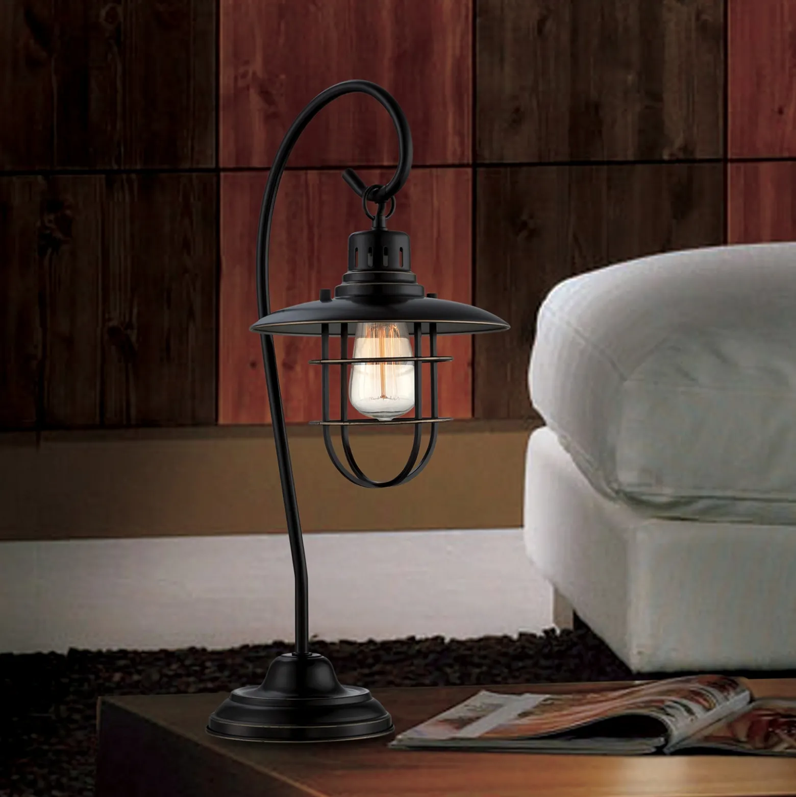 Metal Lantern Table Lamp