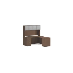 Mod Double Pedestal L-Shaped Desk w/ Hutch - 66"W x 72"D