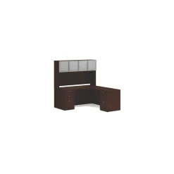 Mod Double Pedestal L-Shaped Desk w/ Hutch - 66