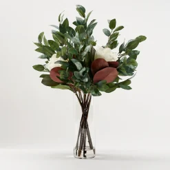 Natural Plus Magnolias and Eucalyptus in Large Glass Cylinder