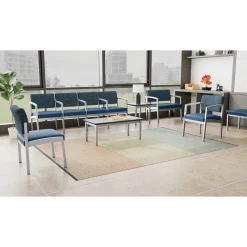 New Castle Steel 4 Seat Guest Chair w/Center Arms with Designer Upholstery