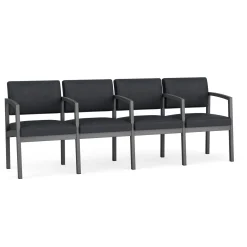 New Castle Steel 4 Seat Guest Chair w/Center Arms with Designer Upholstery