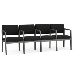 New Castle Steel 4 Seat Guest Chair w/Center Arms with Designer Upholstery