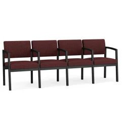 New Castle Steel 4 Seat Guest Chair w/Center Arms with Designer Upholstery