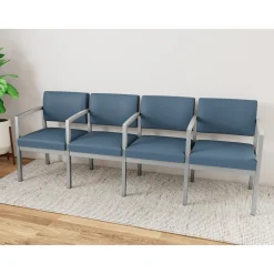 New Castle Steel 4 Seat Guest Chair w/Center Arms with Designer Upholstery