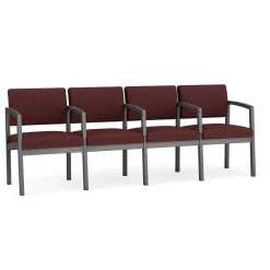 New Castle Steel 4 Seat Guest Chair w/Center Arms with Designer Upholstery