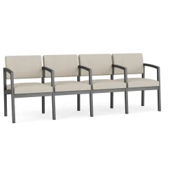New Castle Steel 4 Seat Guest Chair w/Center Arms with Designer Upholstery