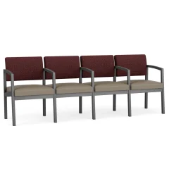 New Castle Steel 4 Seat Guest Chair w/Center Arms with Designer Upholstery