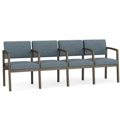 New Castle Steel 4 Seat Guest Chair w/Center Arms with Designer Upholstery