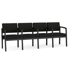 New Castle Steel 4 Seat Guest Chair w/Center Arms with Designer Upholstery