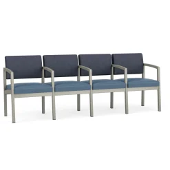 New Castle Steel 4 Seat Guest Chair w/Center Arms with Designer Upholstery