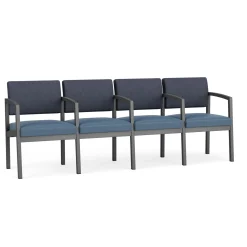 New Castle Steel 4 Seat Guest Chair w/Center Arms with Designer Upholstery