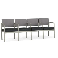New Castle Steel 4 Seat Guest Chair w/Center Arms with Designer Upholstery