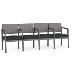 New Castle Steel 4 Seat Guest Chair w/Center Arms with Designer Upholstery