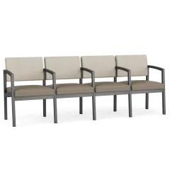 New Castle Steel 4 Seat Guest Chair w/Center Arms with Designer Upholstery