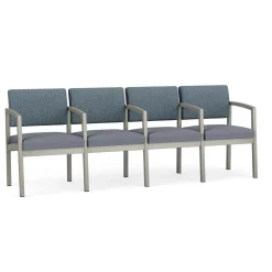 New Castle Steel 4 Seat Guest Chair w/Center Arms with Designer Upholstery