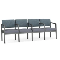 New Castle Steel 4 Seat Guest Chair w/Center Arms with Designer Upholstery