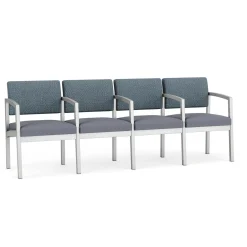 New Castle Steel 4 Seat Guest Chair w/Center Arms with Designer Upholstery