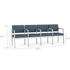 New Castle Steel Four Seat Guest Chair with Center Arms in Standard Upholstery