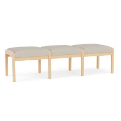 New Castle Wood 3 Seat Bench with Designer Upholstery