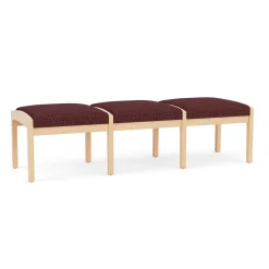 New Castle Wood 3 Seat Bench with Designer Upholstery
