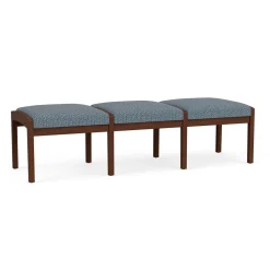 New Castle Wood 3 Seat Bench with Designer Upholstery