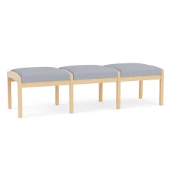 New Castle Wood 3 Seat Bench with Designer Upholstery