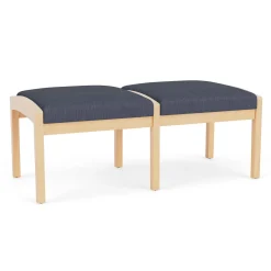 New Castle Wood 2 Seat Bench with Designer Upholstery