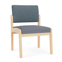 New Castle Wood Armless Guest Chair with Designer Upholstery