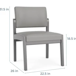 New Castle Wood Armless Guest Chair with Designer Upholstery