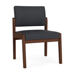 New Castle Wood Armless Guest Chair with Designer Upholstery