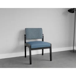New Castle Wood Armless Guest Chair with Designer Upholstery