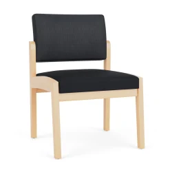 New Castle Wood Armless Guest Chair with Designer Upholstery