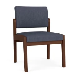 New Castle Wood Armless Guest Chair with Designer Upholstery