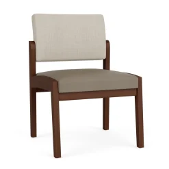 New Castle Wood Armless Guest Chair with Designer Upholstery