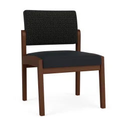 New Castle Wood Armless Guest Chair with Designer Upholstery