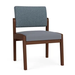 New Castle Wood Armless Guest Chair with Designer Upholstery
