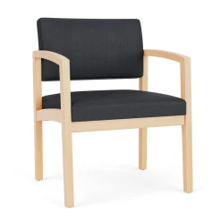 New Castle Wood Oversized Guest Chair with Designer Upholstery
