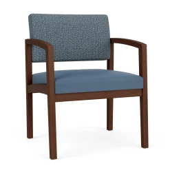 New Castle Wood Oversized Guest Chair with Designer Upholstery