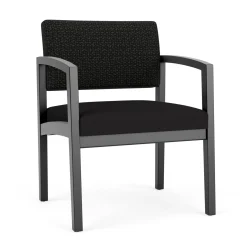 New Castle Wood Oversized Guest Chair with Designer Upholstery