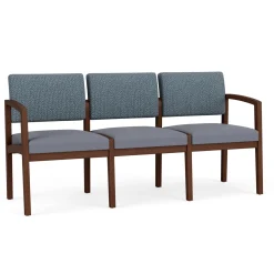 New Castle Wood Three Seater with Designer Upholstery