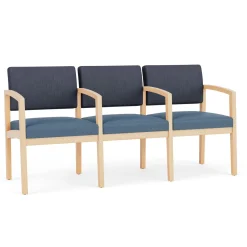 New Castle Wood Three Seater with Center Arms with Designer Upholstery