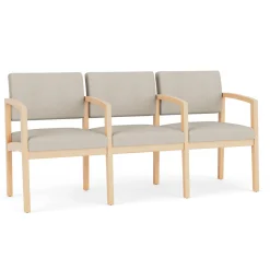 New Castle Wood Three Seater with Center Arms with Designer Upholstery
