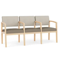 New Castle Wood Three Seater with Center Arms with Designer Upholstery