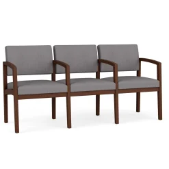 New Castle Wood Three Seater with Center Arms with Designer Upholstery